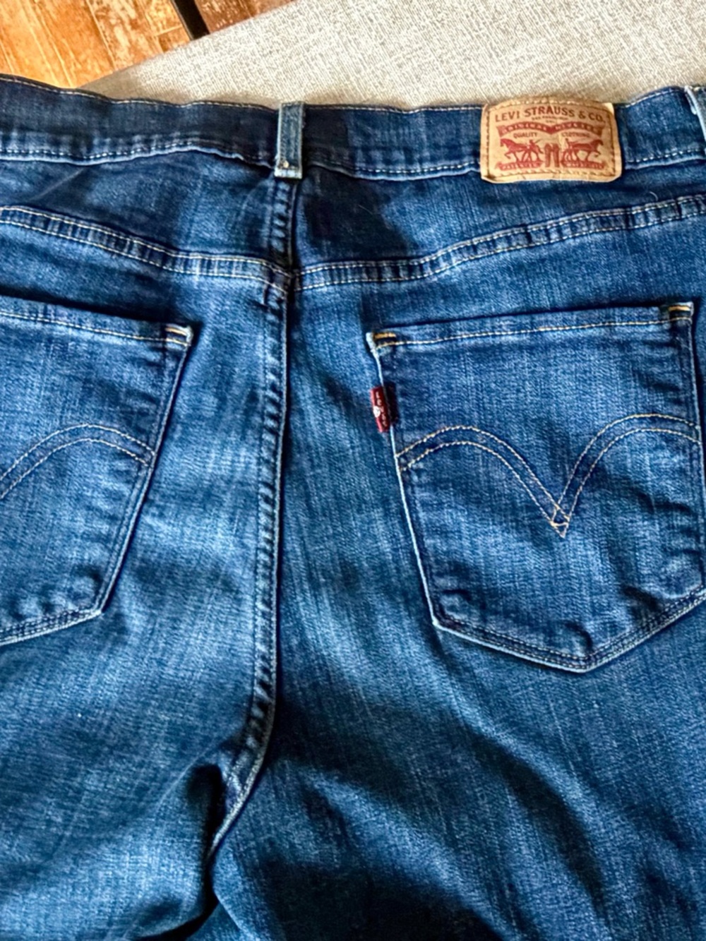 Levi's Deep Blue Denim Jeans Back Pocket View